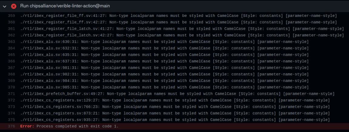 Verible CI setup used by OpenTitatn project