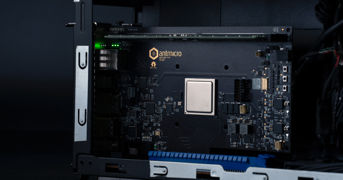 Photo of the Data Center RDIMM DDR5 Tester rev. 2.0 installed in an NUC
